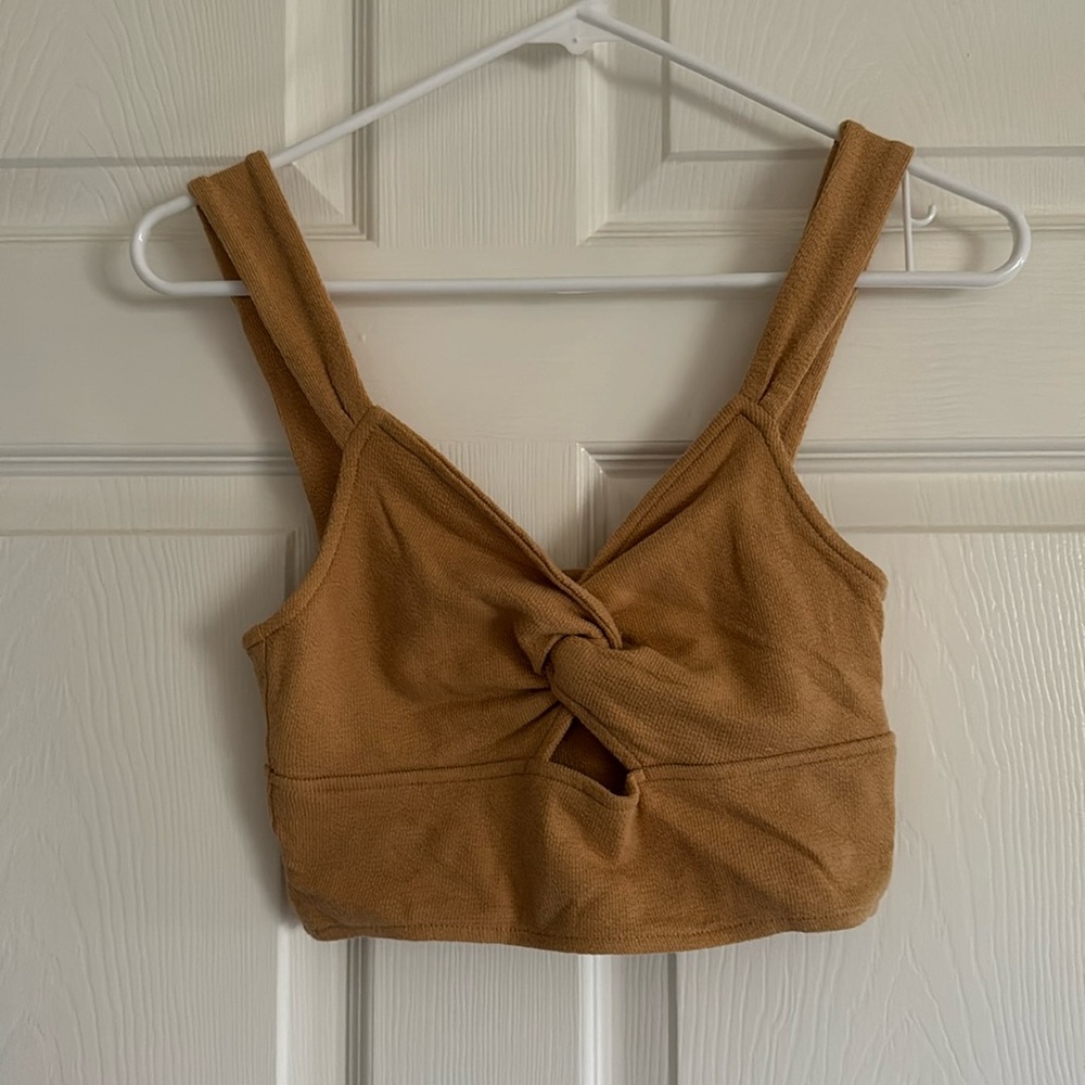 Madewell Mustard Twist Front Crop Top, Small